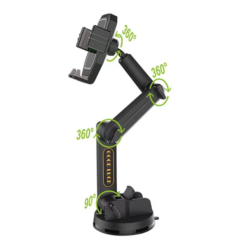 

Long Arm Car Phone Mount 360-Degree Rotation Strong Suction Cup Windshield & Dashboard Holder for Secure Mobile Device Placement чёрный