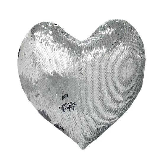 Pillowcase Ultra Soft Heat Transfer Printing Home Decoration Double Color DIY Sequins Love Heart Shape Pillow Cushion Cover for Sofa
