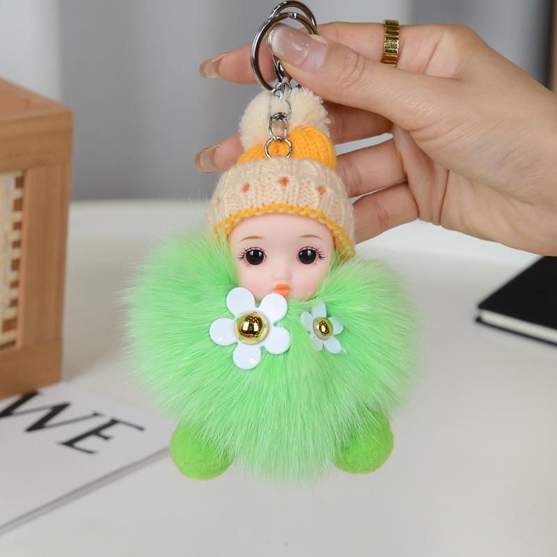 

Cute Real Fox Fur Pompon Keychain - Adorable Charm for Bags, Backpacks & More