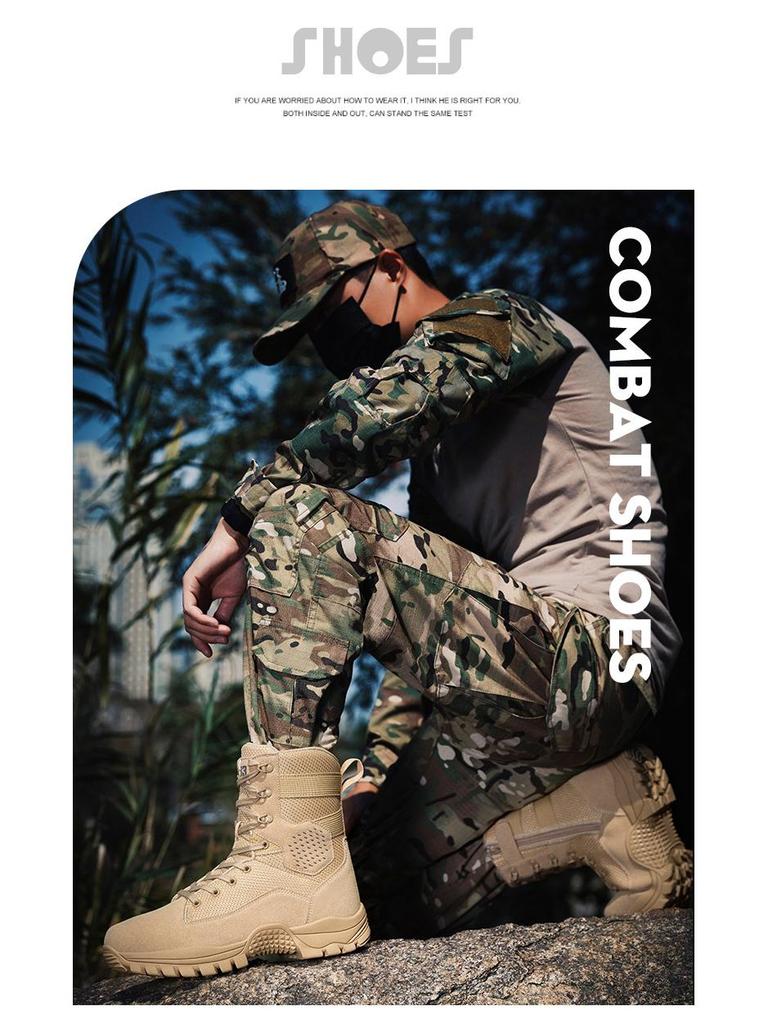 Men's Tactical High-Top Side-Zip Combat Boots for Special Forces and Off-Road Use.