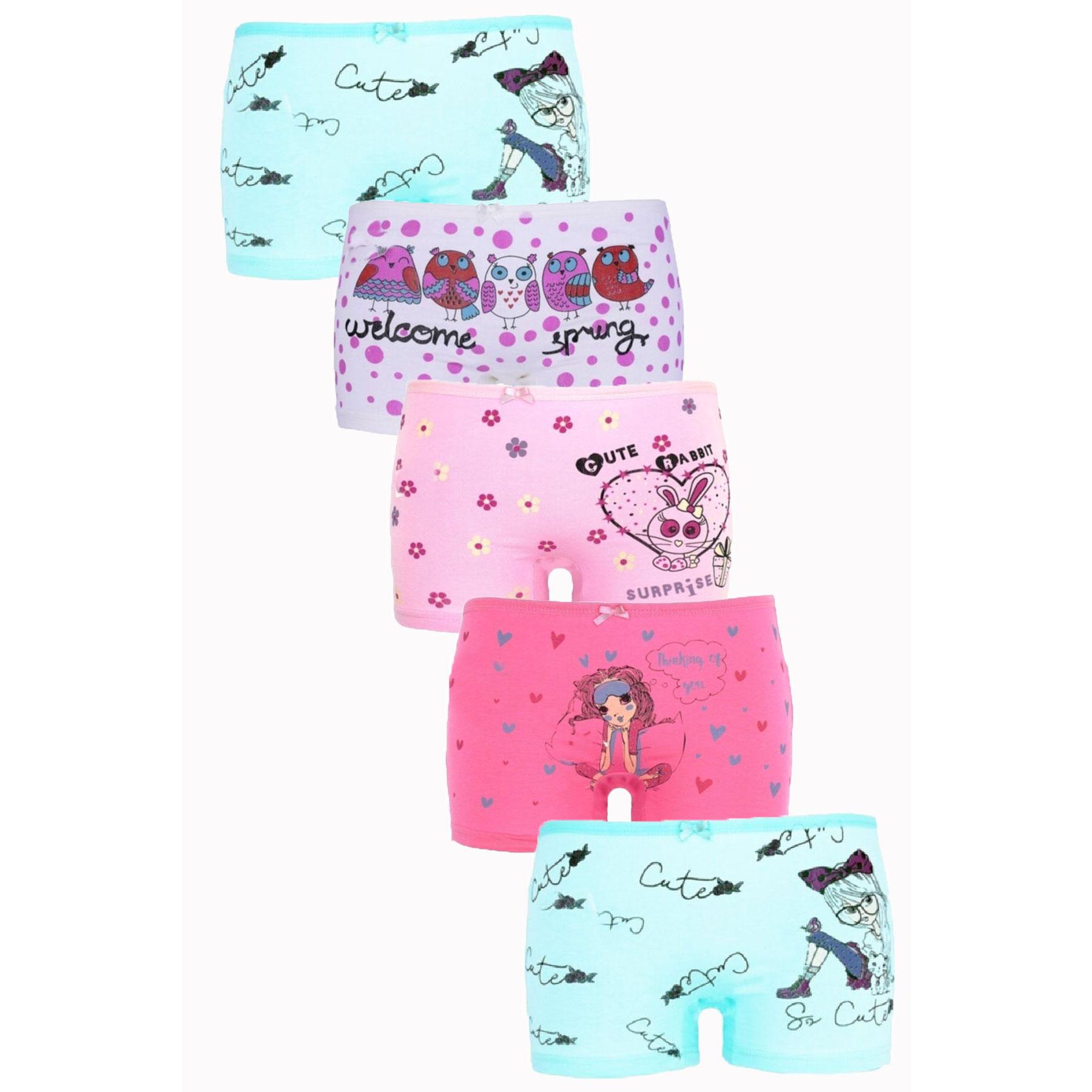 

Комплект из 5 предметов для девочек, детские трусы-боксеры из хлопка и лайкры с принтом Fun Cozy 3072 3-4 yaş разноцветный