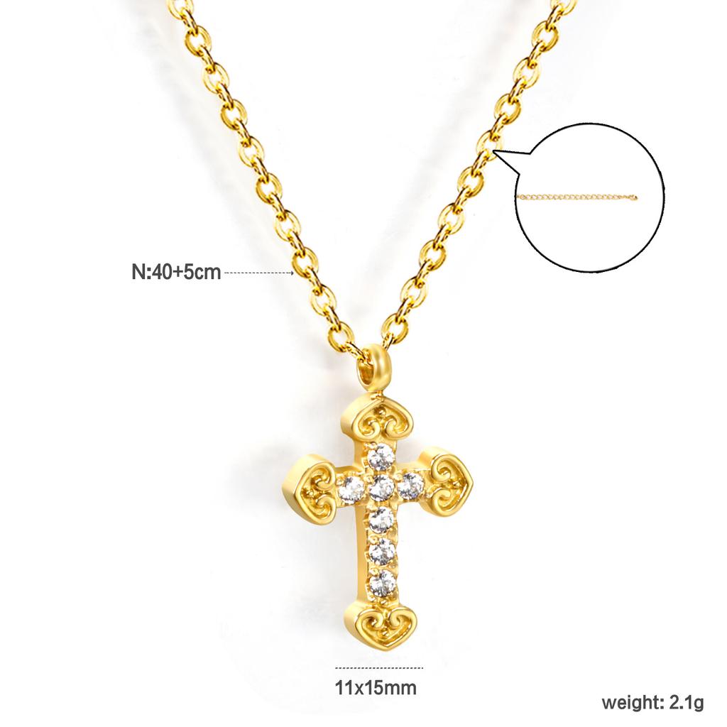 Zircon Cross Pendant Necklace Light Luxury Fashion Jewelry Gift for Women Delicate Collarbone Chain