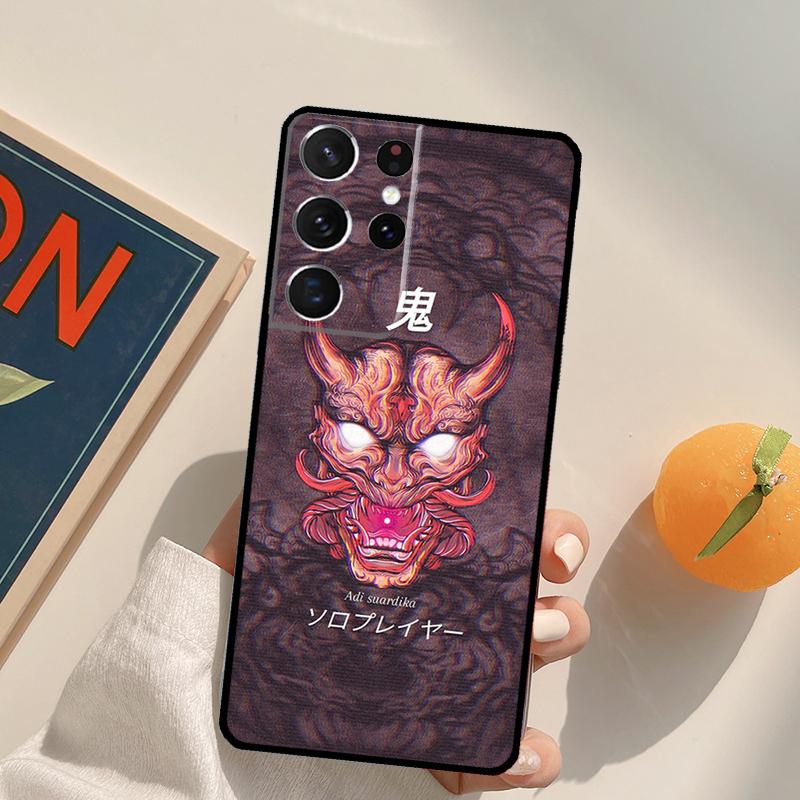Oni Hannya Demon Mask Phone Case For Samsung Galaxy S25 S26 Ultra S24 S20 S21 S22 S23 Plus S10 S25 FE Back Cover