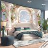 White staircase roses pigeons Digital printing polyester wall tapestry suitable for use in living rooms offices bars and party
