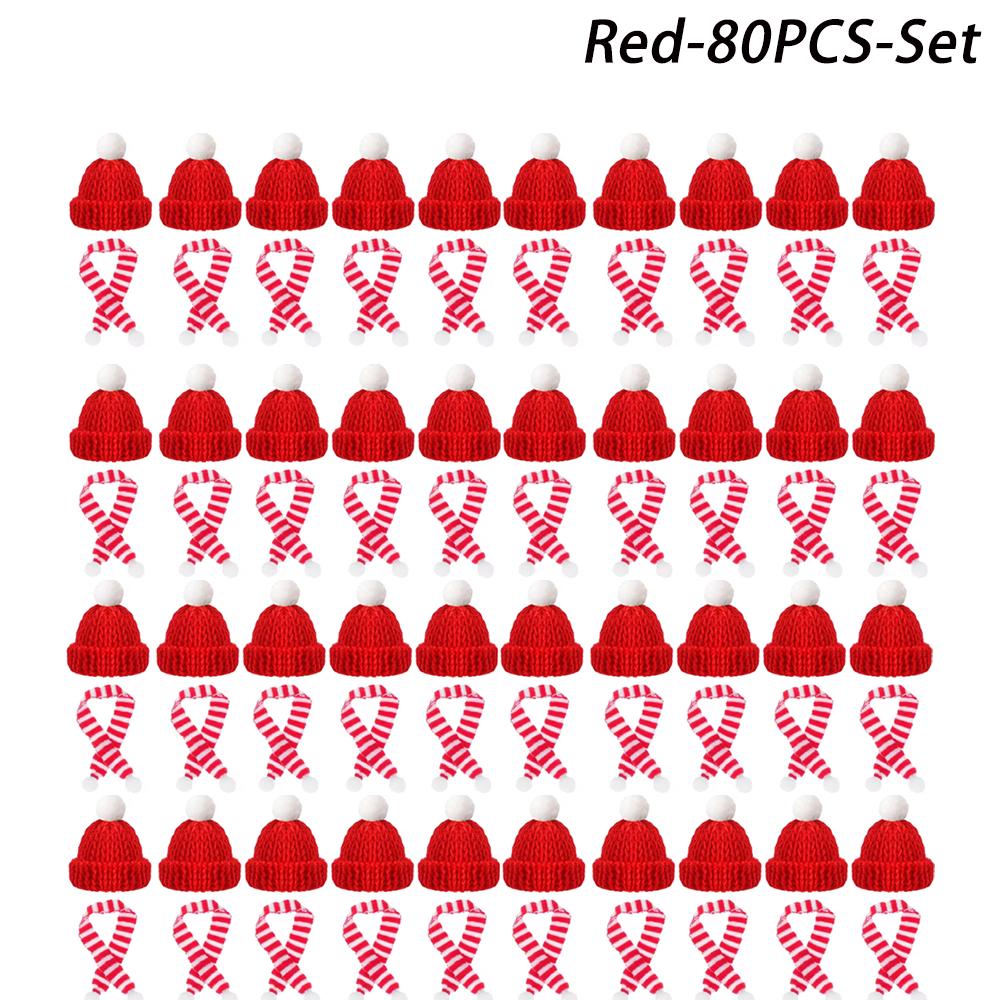 Mini Christmas Hat Mini Scarf Red Green Christmas Color Hanging Finger Hat Lollipop Bottle DIY Christmas Party Decoration