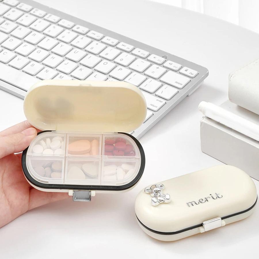 Moisture-proof Portable Pill Box Dispenser with 4/6 Cell Tablet Container Travel Pill Box Pill Knife Storage Pill Box