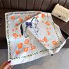 Floral Printed Silk Like Square Scarf For Women Summer Sun Protection