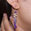 Lavender Multifire Opal Shaded Beads Drop and Dangle Earrings, Fire Opal Rondelle Beads Earrings, Delicate Gift, October Birthstone Jewelry