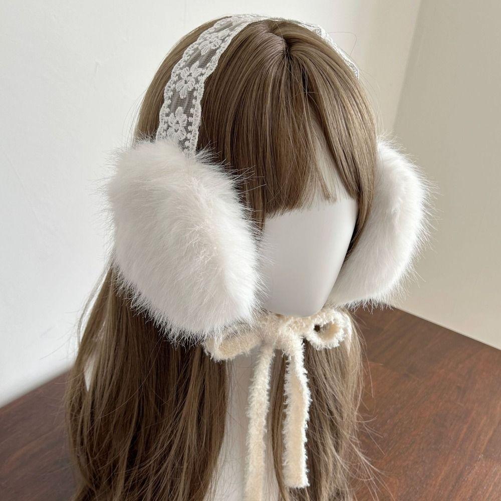 JK Headwear Lace Plush Earmuffs Ear Cap Warm Ear Muffs Comfortable Winter Earmuffs  Skiing
