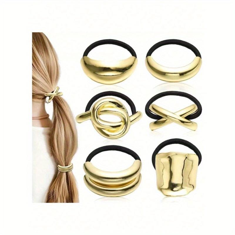 Golden Geometric Metal Headbands, Elastic Hair Accessories Gift Set