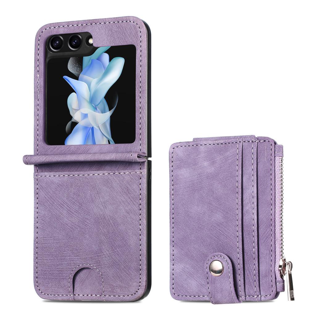 Wallet Foldable Phone Case for Samsung Galaxy Z Flip 7 6 5 4 3 Flip7 FE Flip6 with Zipper Card Holder Leather Back Cover LCSFP