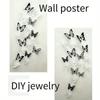2set 3D Simulation Black and White Plastic Butterfly Wall Sticker Double-sided Tape Bedroom Living Room Wall Sticker