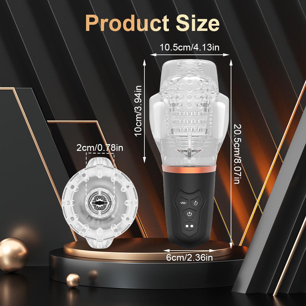 Automatic Sucking Male Vibration Masturbator Cup, Transparent Silicone Soft Pussy, Oral Blowjob Equipment Men Adult Supply 18+