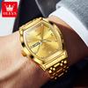 OLEVS Men's Watches Luxury Tonneau Original Quartz Watch for Men Waterproof Luminous Week Date Diamond Male Wristwatch