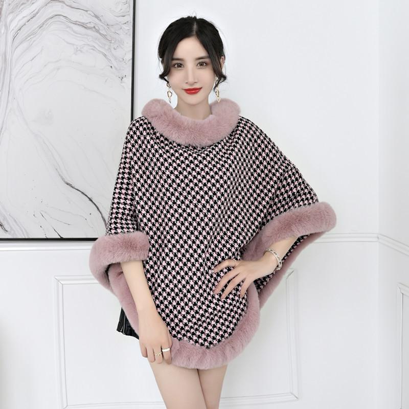 Evropský a korejský králičí kožešinový límec Qiandongge pulovr Cape Shawl 1279 #