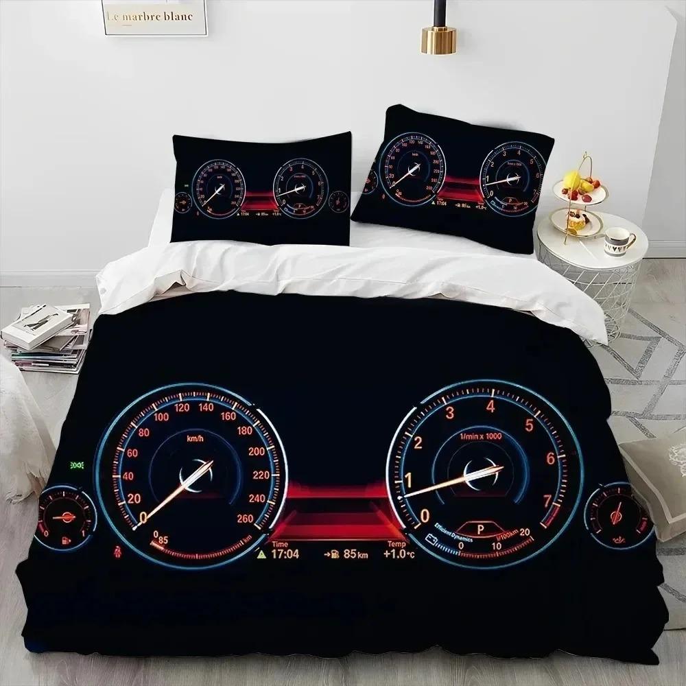 3D Racing Car Dashboard Comforter Bedding Set,Duvet Cover Bed Set Quilt Cover Pillowcase,King Queen Size Bedding Set Adult Boys