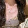 Minimalist Square Sugar Zircon Necklace Women Geometric Pendant Short Chain for Office