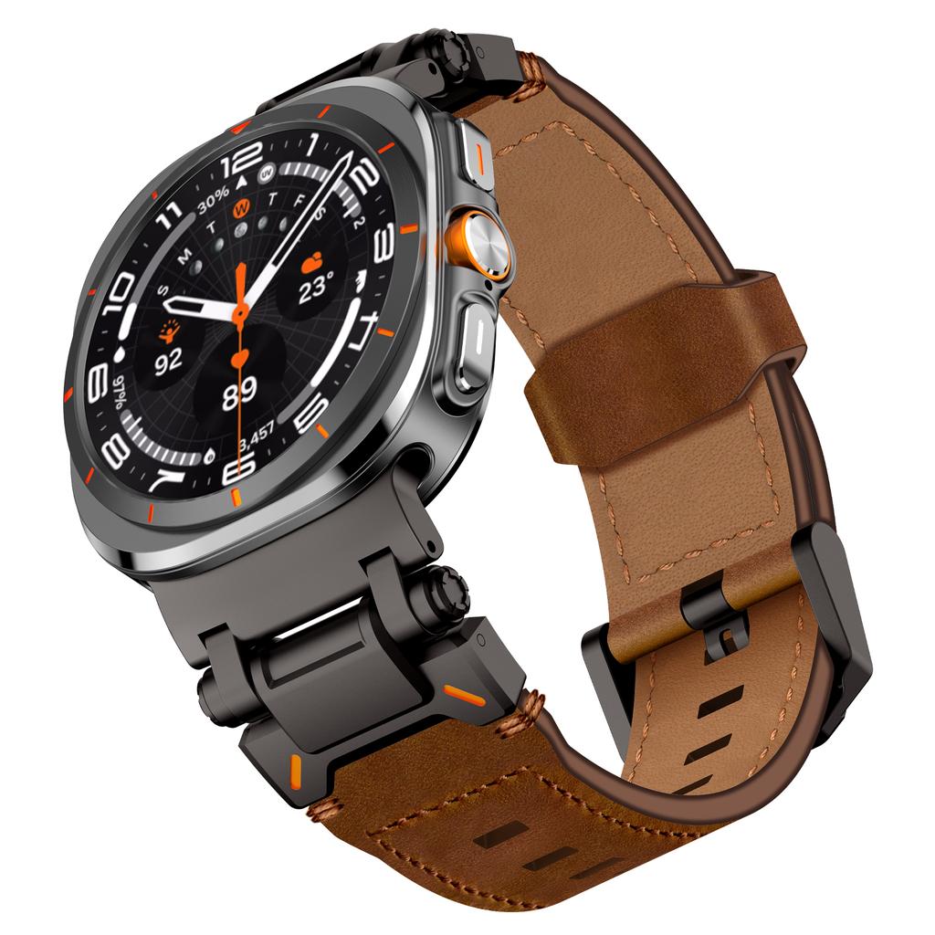 Kožený řemínek na hodinky pro Samsung Galaxy Watch Ultra 47mm s nerezovou sponou