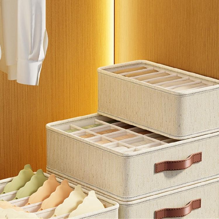 Convenient Cotton Linen Underwear Sorter Space Saving Lingerie Divider Household Panty Organizer Case for Bedroom
