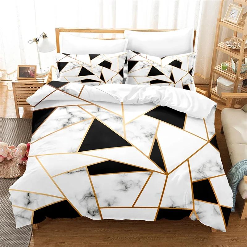 Modern Marble Duvet Cover King Queen Twin Size For Girls Teens Geometric Pattern Comforter Cover Microfiber Abstract Bedding Set