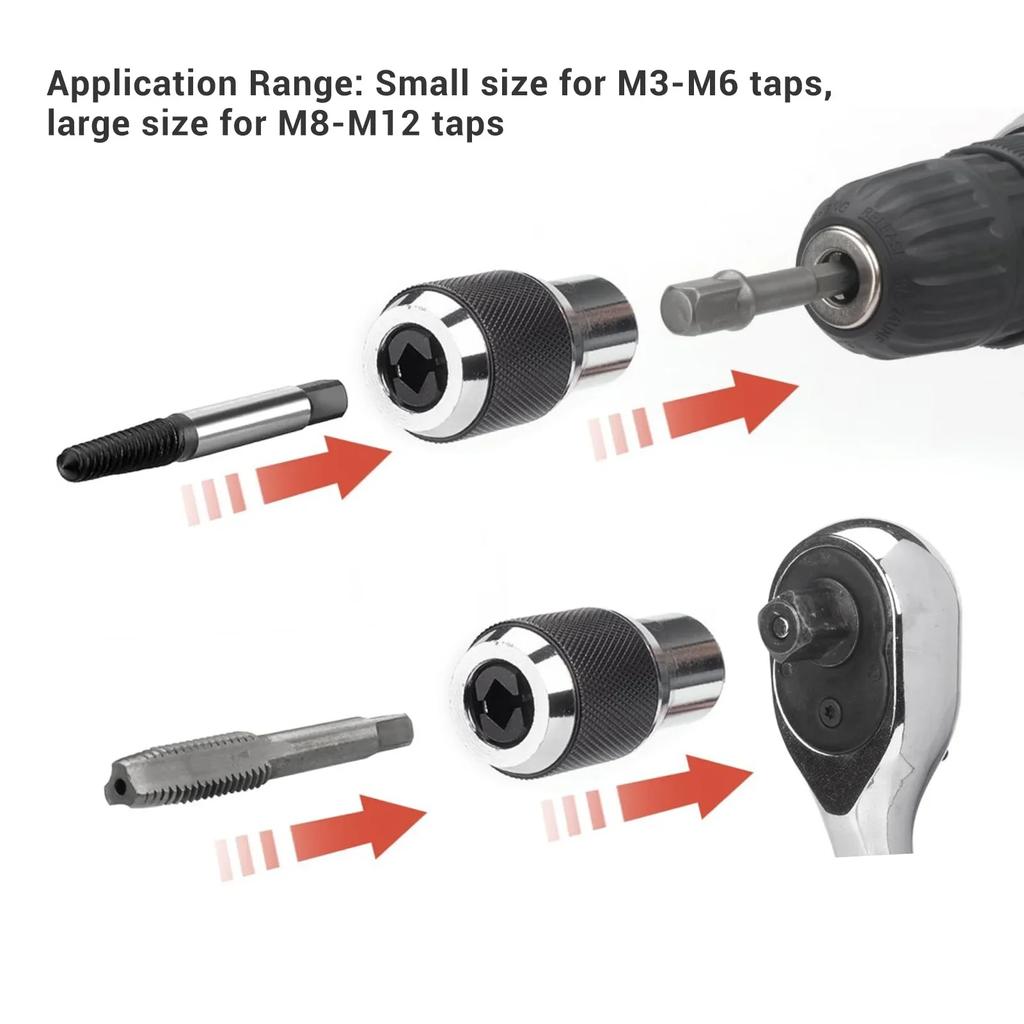 2Pcs Tap Socket Set Tap Sockets 3/8 Drive Adjustable Socket Set Adapter 6‑1/4in 1/4in‑1/2in for Reamers Screw Extractors