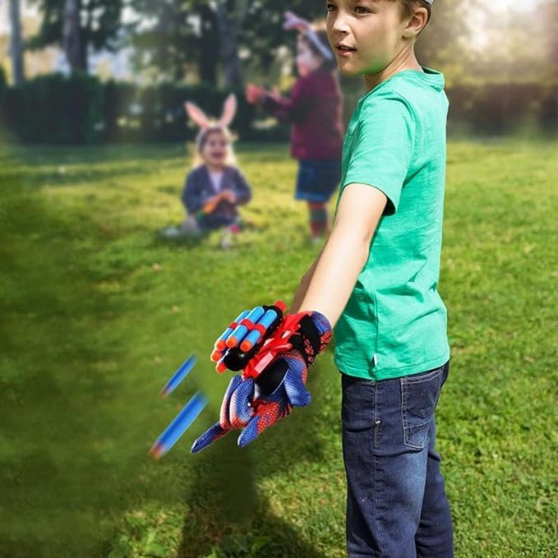2 Pieces Spider Web Shooter Hero Wrist Launcher Playset with RPG Rocket Gloves Fun Kids Decorative Wrist P Toys