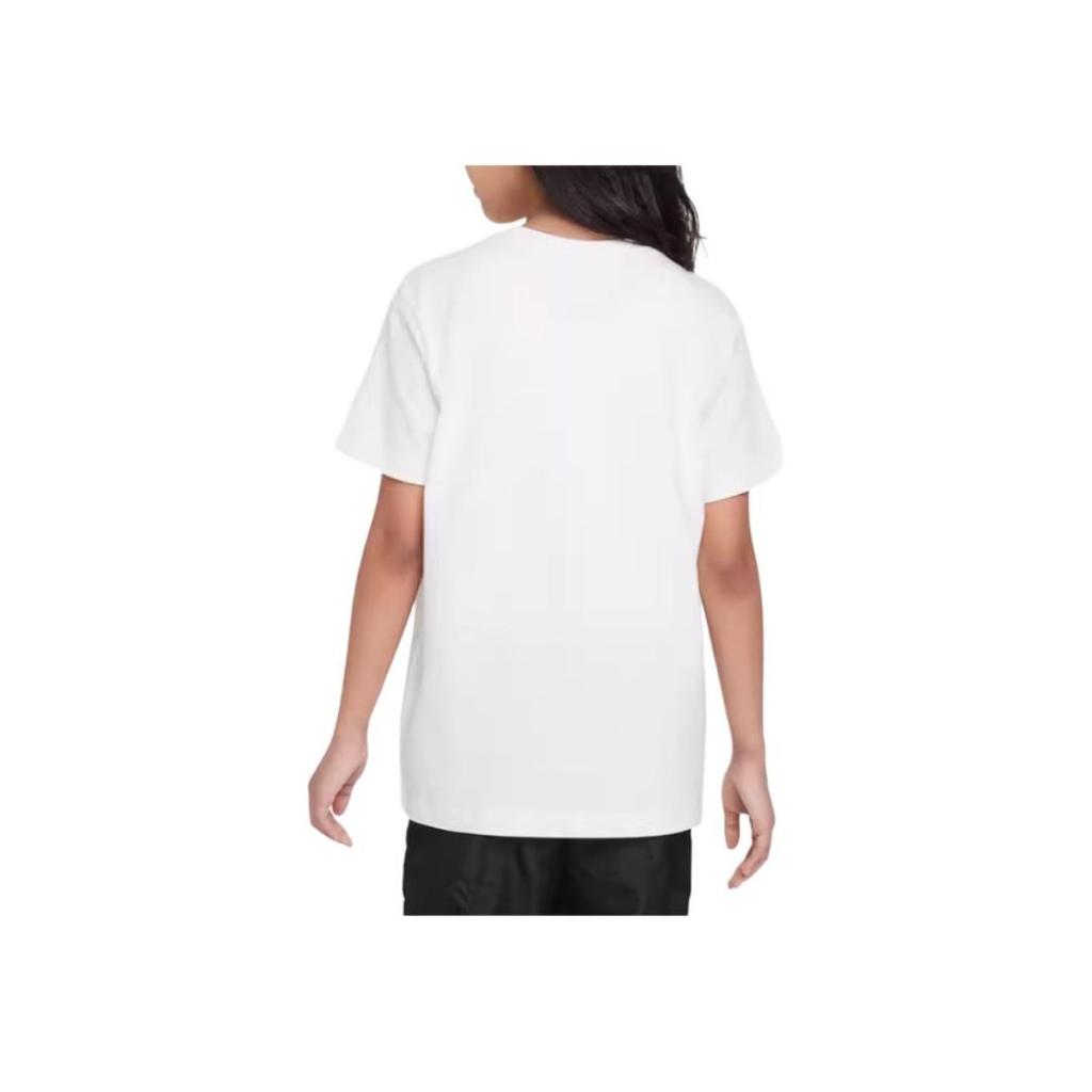 Nike Floral Print Crew Neck Short Sleeve T-Shirt Kids Tops White FD5363-133