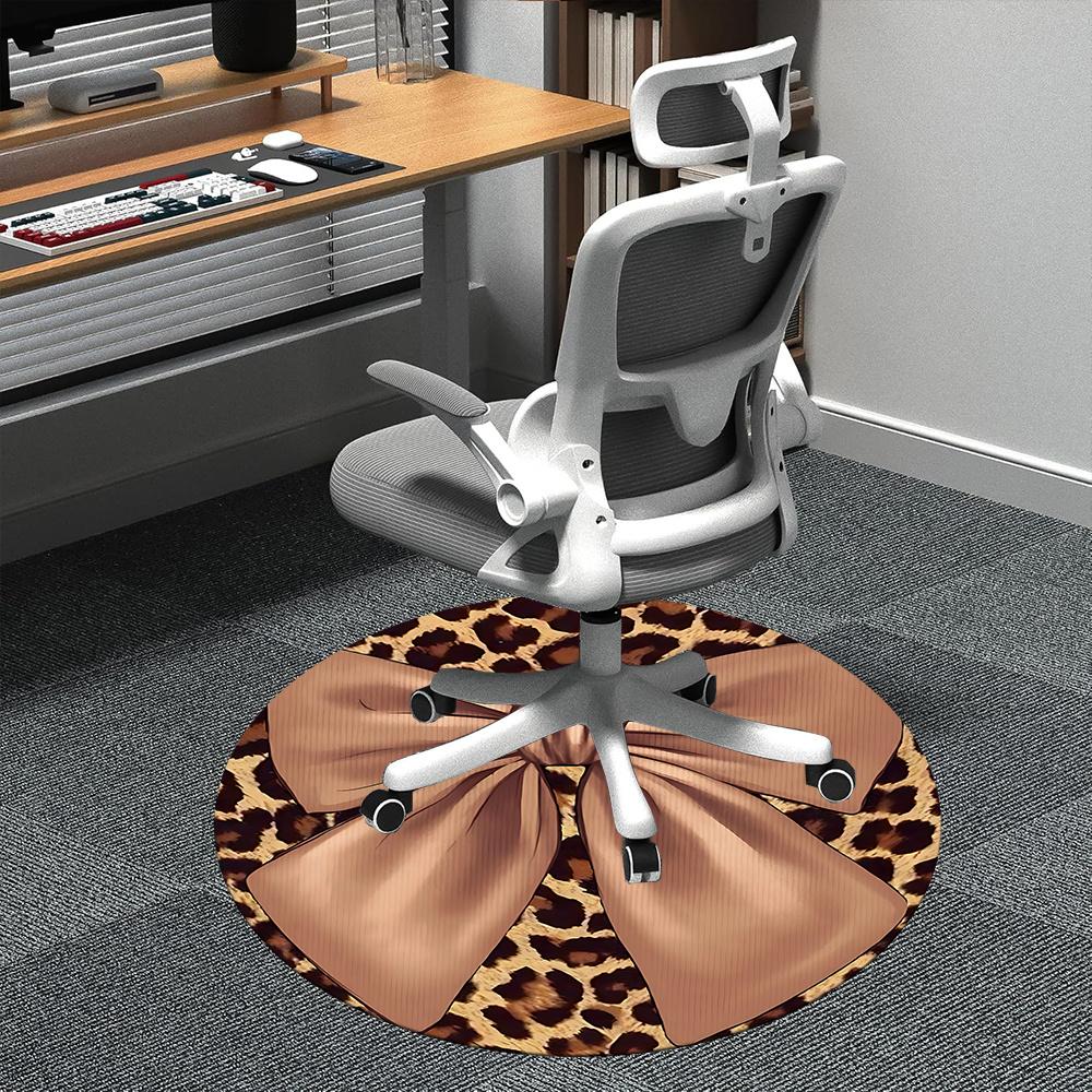 

1pc Leopard Print Bow Office Round Area Rug, Indoor Mat Suitable ForOffice, Under Office Chairs Bedroom Living Room Home Decor, Room Deco q146 80cm by 80cm