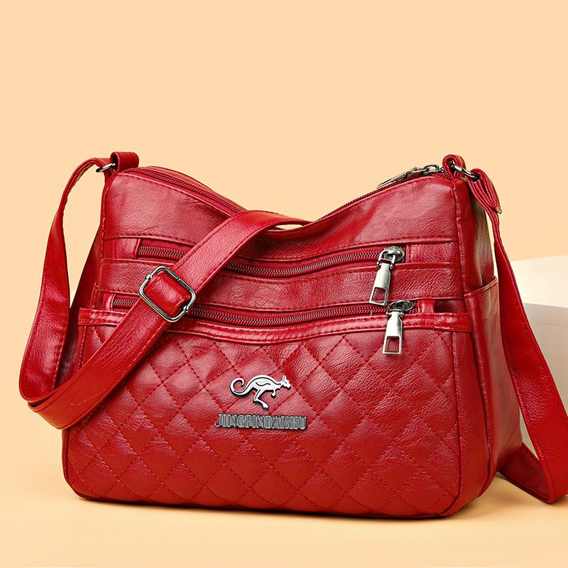 Damen-Umhängetasche, weiches Leder, mittleres Alter, Muttertasche, große Kapazität, Umhängetasche