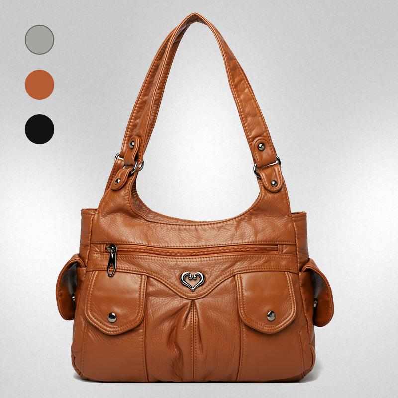 Gewaschene Leder kleine Tasche Damen neue modische große Kapazität weiche Ledertasche lässig vielseitig Einzel Schulter Schrägband Tasche
