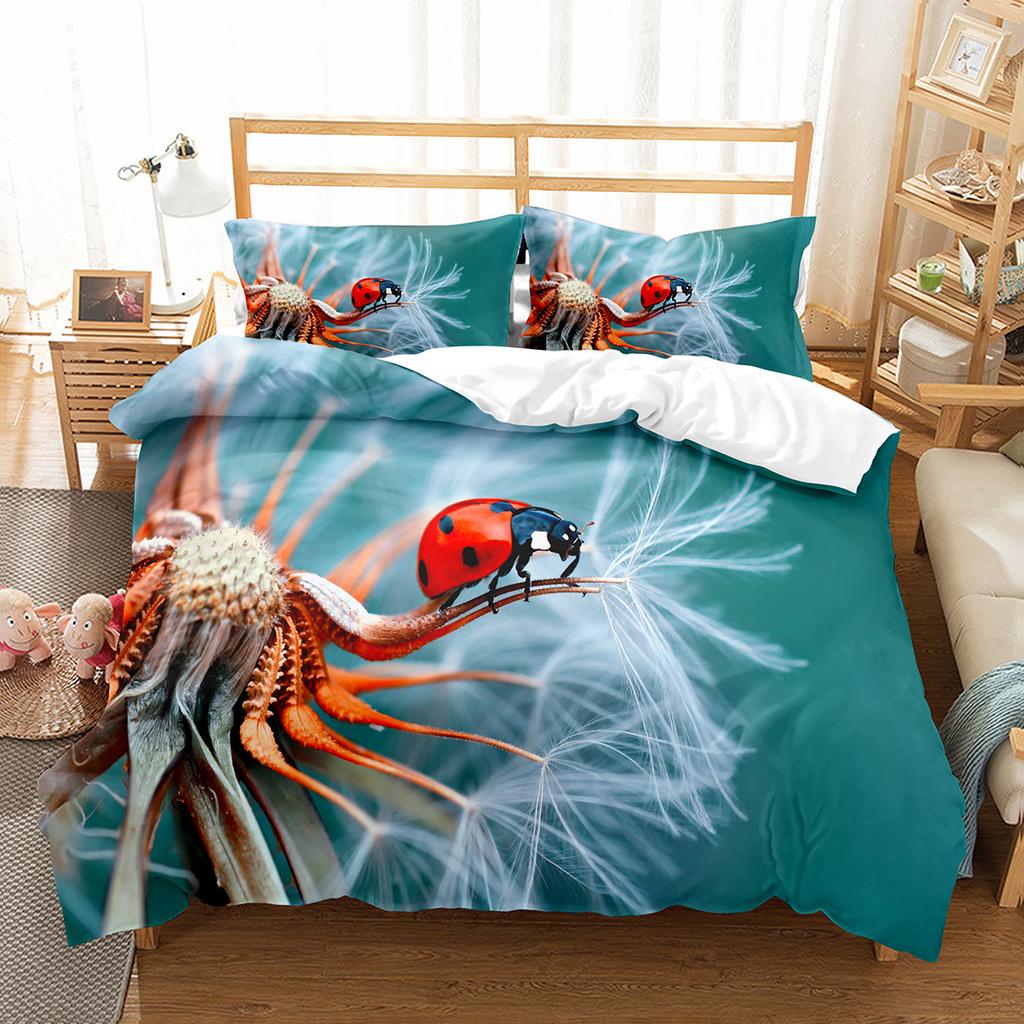 Spider Insect King Queen Duvet Cover Cute Microscopic Animal Bedding Set Natural Creatures Quilt Cover Polyester Comforter Cover