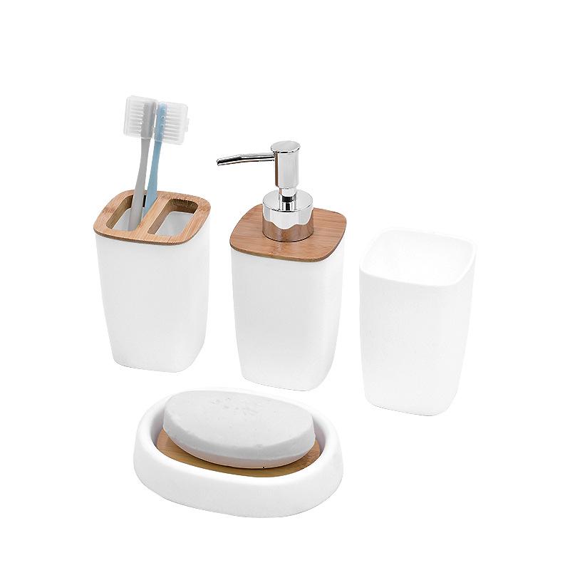 Badezimmerzubehör-Set: Lotionflasche, Tablett, Mülleimer, Toilettenbürste, Verzierungen