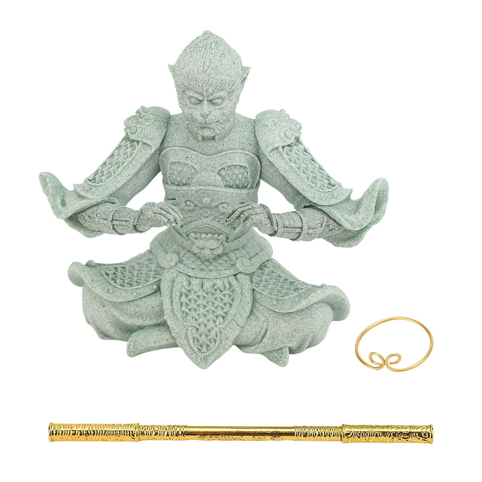 

Король обезьян украшение чай питомец зеленый песчаник ручная работа фигурка Сунь Укун статуэтка вода настольная