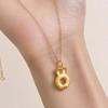 Women's Zodiac Year Rabbit Pendant Necklace - Gold Plated Peace Buckle Clavicle Chain