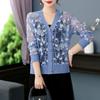 Summer Lace knitted Sunscreen Cardigan Jacket Women Fashion Mid-Aged Short Shawl Conditioning knitwear Shirt Coat Female
