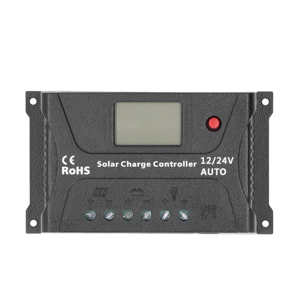 PWM Solar Charger Controller 20A Solar Panel Regulator Black Energy Controller for RV Accessories