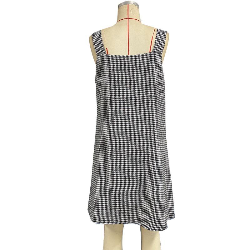 GMXIA Spring and Summer Commuter Hundred Birdie Check Dresses Women's Sleeveless Back Dresses