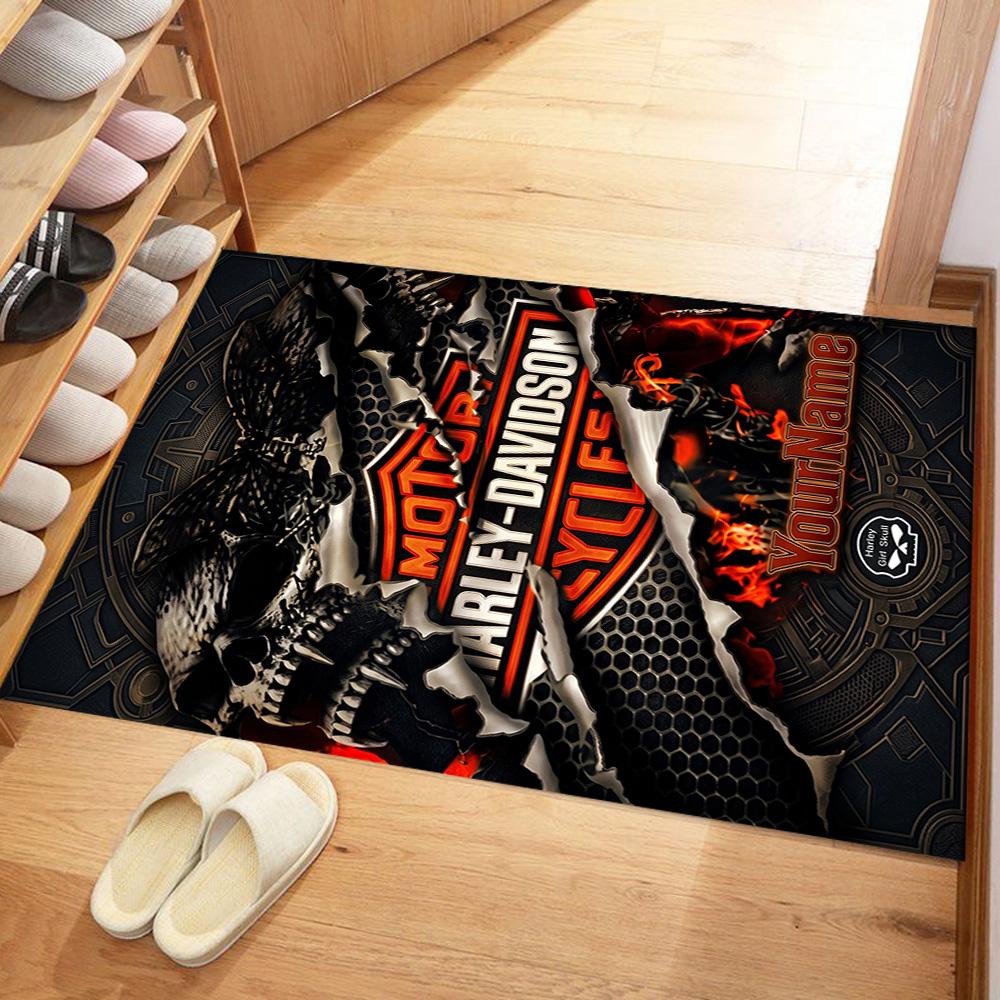 Harley-davidson Motorcycles Customize Your Name Floor Rug Office Rug Design for Playrooms Living Rooms Hallway Balcony Antislip Carpet