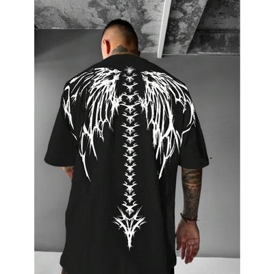 Impresión 3D moda hombre casual simple camiseta de manga corta cómoda transpirable impresión de columna vertebral manga corta