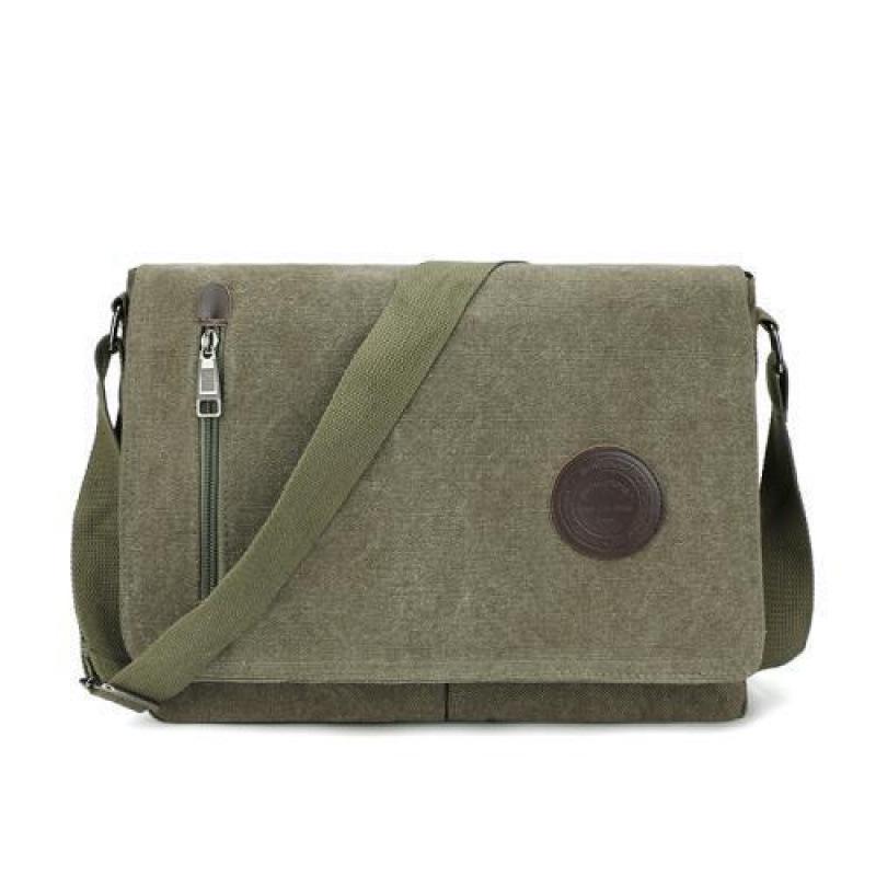 Q Men's Large Capacity Canvas Shoulder Bag - Business Casual Crossbody Briefcase