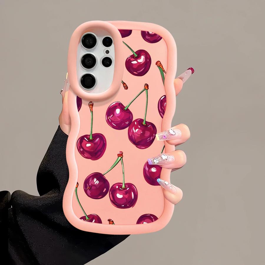 Weiche Handyhülle für Samsung Galaxy A25 S23 Plus S24 A26 S20 FE S22 Ultra S25 S21 A24 A54 A35 A55 A36 A34 Frucht Kirsche