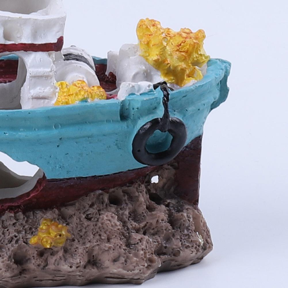 Resin Fish Tank Boat Ornaments Home Aquarium Resin Decoration, Landscaping Glass Fish Tank Boat Bus Ornaments, Artificial Decor