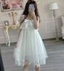 White Lace Dress Lolita Wedding Clothes Cosplay Costume White Empire Knee Length Sleeveless Dress [Lady Lazy] A-Line After-Party Women's (L)