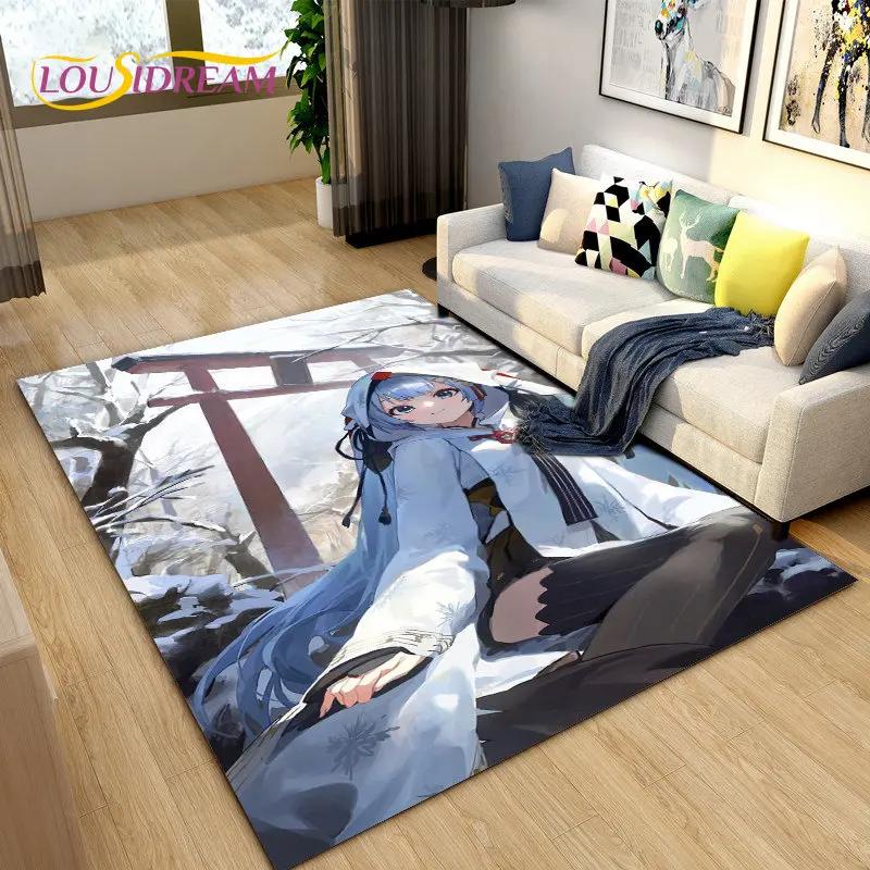 Gawr Gura Hololive Cute Anime Shark Area Rug,Carpet Rug for Living Room Bedroom Sofa Doormat Decoration, Kids Non-slip Floor Mat
