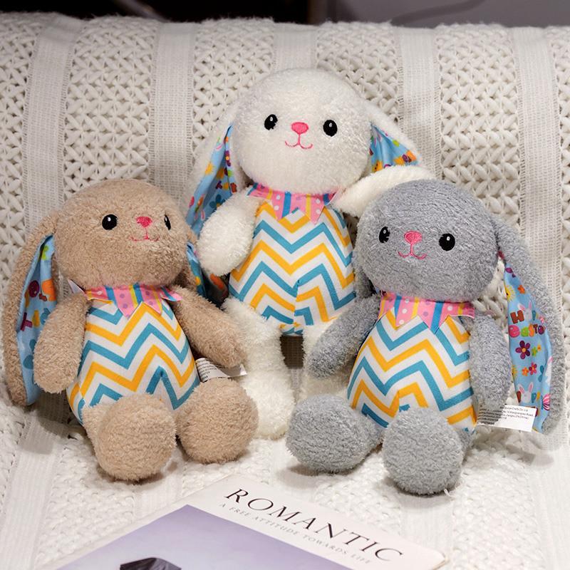 Easter Striped Rabbit Plush Toy Animal Stuffed Doll Decoration Kids Gift 30cm