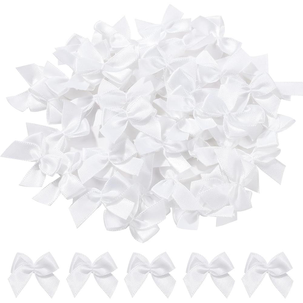 100Pcs/Set Polychrome Satin Bows Patches Applique Mini Bow Tie DIY Clothes Sewing Decoration