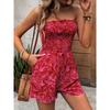 Sommer Off-Shoulder Bedruckter Trägerloser Jumpsuit, Urlaubs Strand Einteiler Romper, Damen Lässiges Crossbody Outfit, Heißer Verkauf