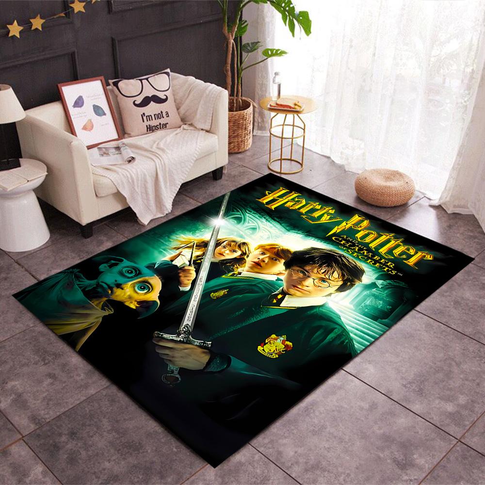 Harry Potter Hogwarts Themed Anti-Slip Rugs - Polyester Home Decor, Suitable for Bedrooms, Living Rooms, Doorways, Studios, and Decorations