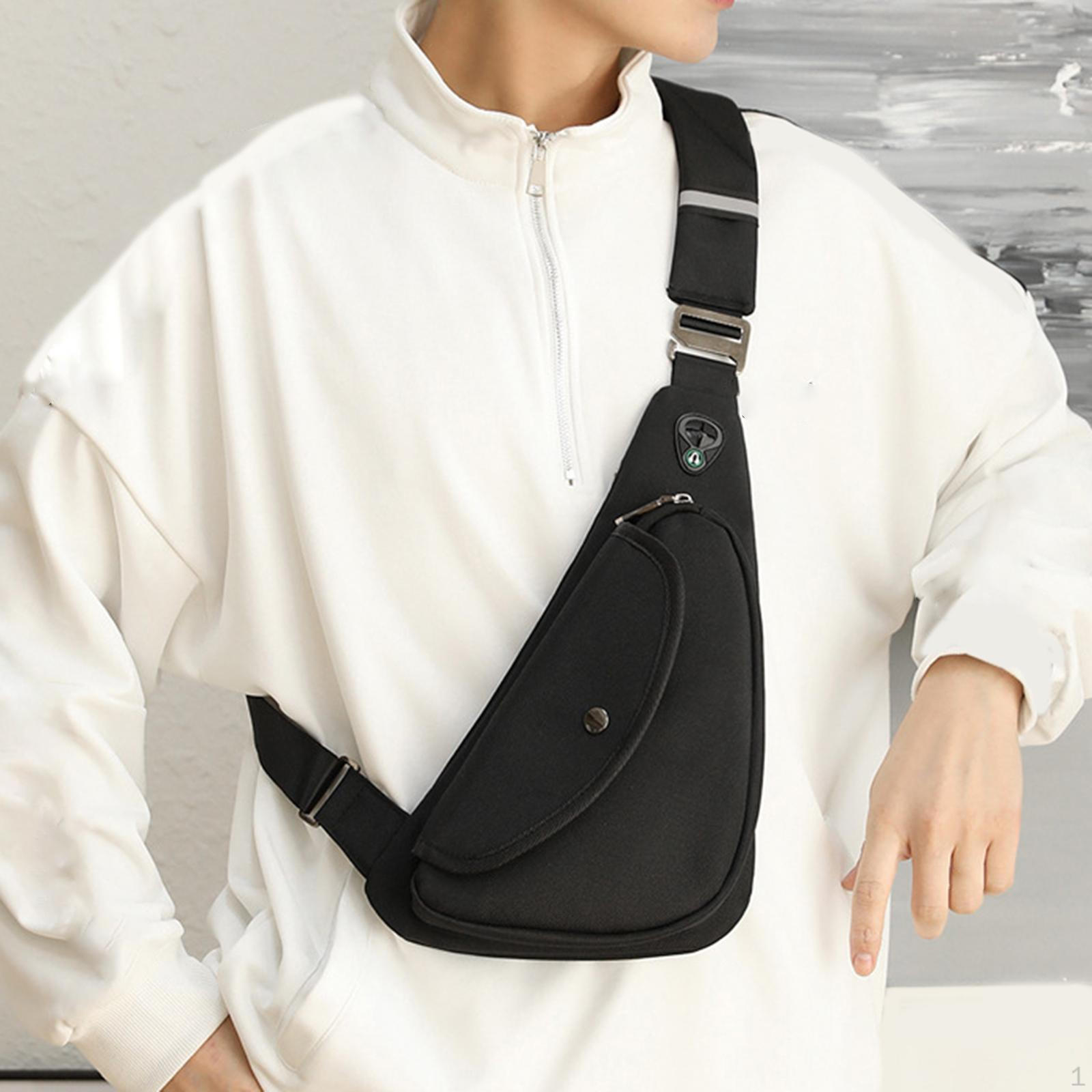 

Мужская нагрудная сумка слинг большой емкости сумка кошелек плечо рюкзак для бега и скалолазания чёрный