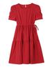 2026 Summer Women's Plus Size Red A-Line Short-Sleeve Waist-Cinched Dress